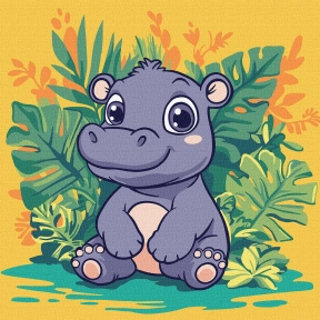 Картина за номерами "Бегемот у тропіках" , 30х30 см Ідейка KHO1260