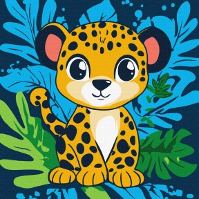 Картина за номерами "Веселий леопард" 30х30см, складність **, Ideyka. KHO1271