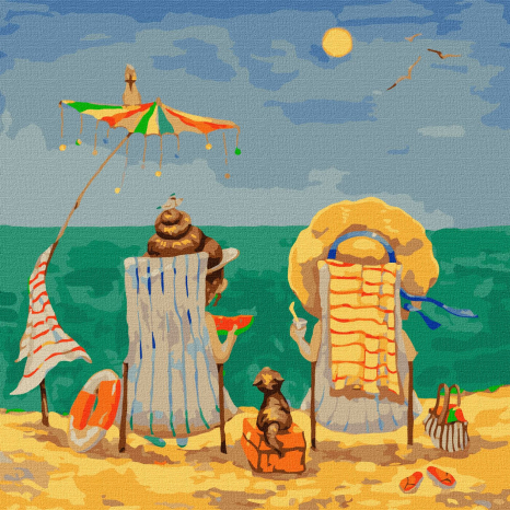 Картина за номерами "У шезлонгах", Ідейка, KHO4811