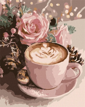 Картина за номерами Новорічне капучино (з фарбами металік), 40х50см, KHO5743, Ideyka