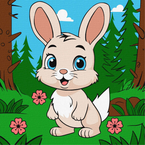 Картина за номерами - Чарівний зайчик 25х25см (2 рівень) KHO6112