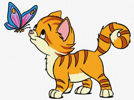 Картина по  номерах для дітей Котик і метелик 30х40см Ідейка KHO6206