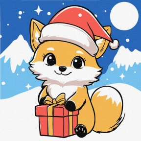 Картина по номерам для детей Рождественская лисичка 18х18см Идейка KHO6257