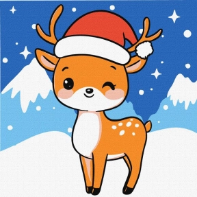 Картина за номерами для дітей Різдвяне оленятко 18х18см Ідейка KHO6258