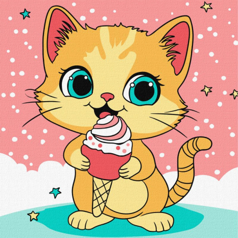 Картина для розпису по номерах  "Малинове морозиво" 25х25см. IDEYKA KHO6260