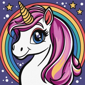 Набір для розпису по номерах для дітей "Райдужна єдиноріжка" 25х25cm