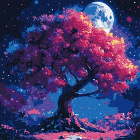 Картина за номерами - Силует дерева, складність ****, 40х40см, Ideyka