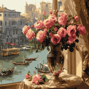 Картина по номерам Троянди у Венеції 40x40см Ідейка KHO6412