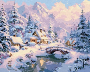 Картина за номерами Зимовий затишок серед гір, 40х50см, KHO6422, Ideyka