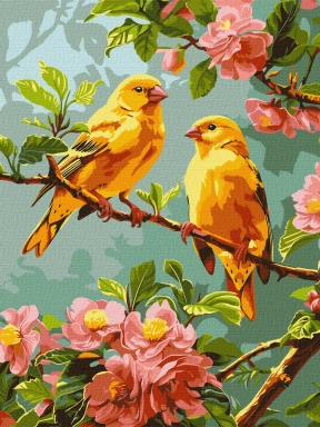 Картина по номерах "Весняні канарки" (30х40см) Ideyka