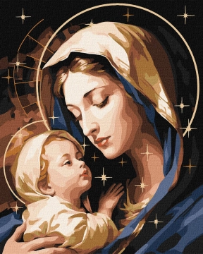 Набір для розпису по номерах. "Любов матері з фарбами металік" 40х50см