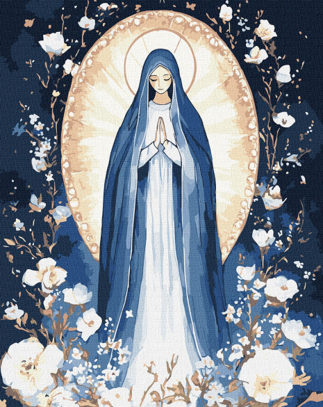 Картина за номерами  Непорочна Діва з фарбами металiк 40х50см KHO8535 Ideyka