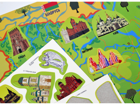 Навчальна гра з багаторазовими наліпками "Цікавинки України" Умняшка КП-001