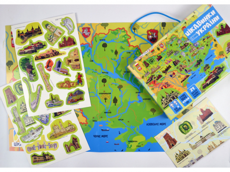 Навчальна гра з багаторазовими наліпками "Цікавинки України" Умняшка КП-001