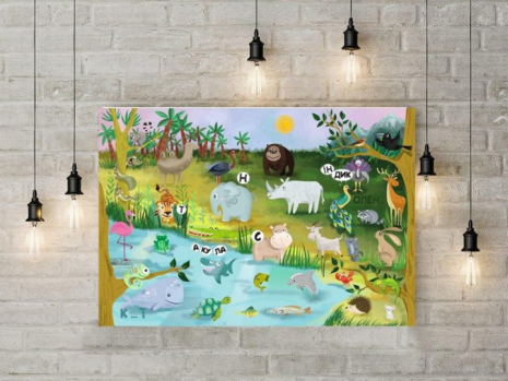 Гра навчальна з багаторазовими наліпками "ZOO Абетка" (українська мова) Умняшка КП-005