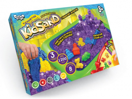 Набір креативної творчості Кінетичний пісок KidSand 1200г з  пісочницею