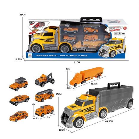 Іграшковий трейлер з набором машинок LH638