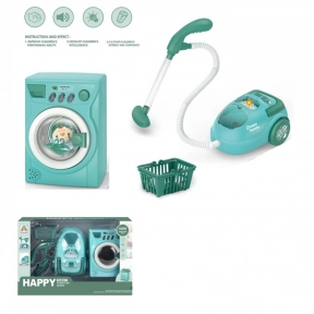 Набір побутової техніки LS8284Q пилосос, пральна машина, кошик, муз., світло, бат., кор.,34-22-9,5см