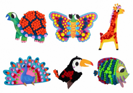 Набір для дитячої творчості з помпонами Веселі тварини Tooky Land LT347