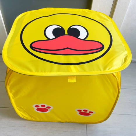 Дитячий кошик для зберігання іграшок квадратний із кришкою Жовте каченя