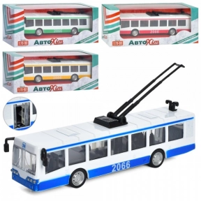 Троллейбус металлический инерционный, открывающаяся дверь, 4 цвета, M 5661