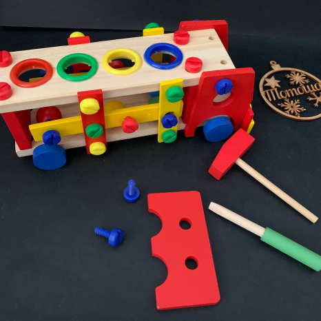 Дерев'яний конструктор та стукачка Машина, автомобіль /  M00727