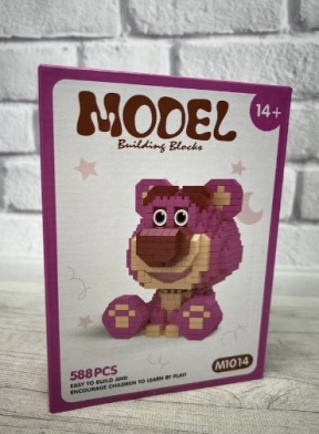 Пластиковый пиксельный конструктор Медвежонок цветной 588 элементов M1014