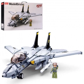 Дитячий пластиковий конструктор "Model Bricks": Військовий літак F14, 404 деталі, Sluban, M38-B0755