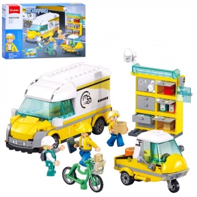 Пластиковий конструктор Спецтехніка 255 деталей: трицикл, поштомат, машина SLUBAN M38-B1290