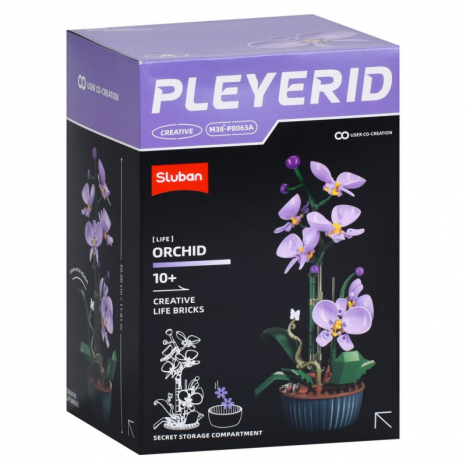 Пластиковий конструктор Квіти  в горщику (бузкові орхідеї)  SLUBAN