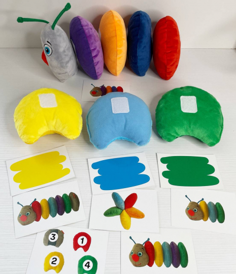 Мягкая развивающая игрушка Гусеница на липучках с карточками, Rainbow Масик MC 040701-01