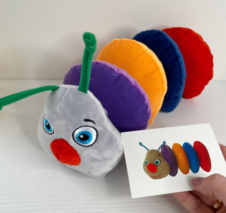 Мягкая развивающая игрушка Гусеница на липучках с карточками, Rainbow Масик MC 040701-01