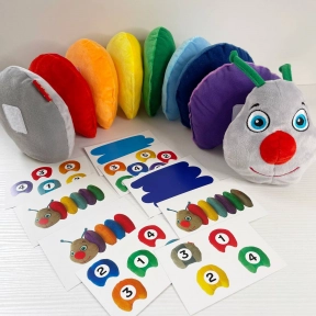 Мягкая развивающая игрушка Гусеница на липучках с карточками, Rainbow Масик MC 040701-01