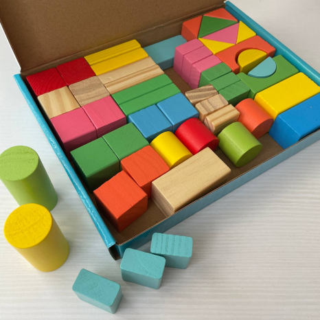 Дерев'яні Будівельні блоки конструктор-містечко, 50деталей, MD 0374