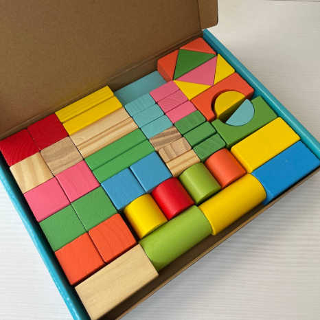 Дерев'яні Будівельні блоки конструктор-містечко, 50деталей, MD 0374