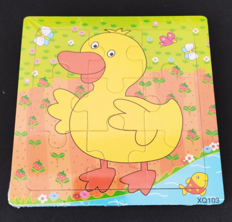 Деревянные пазлы 9 элементов, рамка - вкладыш Животные Утенок