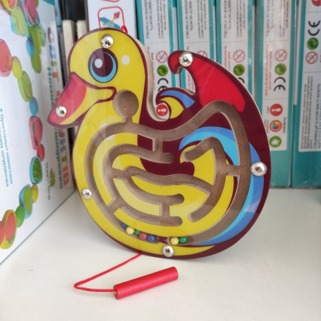 Деревяна іграшка Магнітний лабіринт Качка