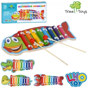 Дерев'яна іграшка Ксилофон MD 0763 28см, 8 тонів, 2 палички, 4 види, в кор-ці, 29-13-9см