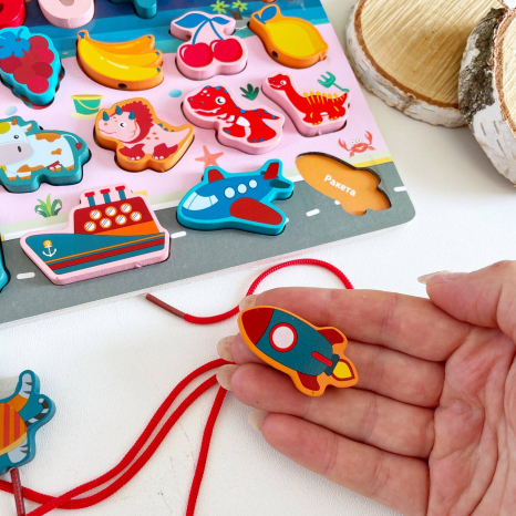 Дерев'яна іграшка Багатофункціональна дошка - розвиваючий сортер Монтессорі із риболовлею, MD 0816