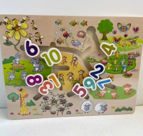 Дитяча іграшка Логічний дерев'яний лабіринт-проводилка  MD 0817  Цифри