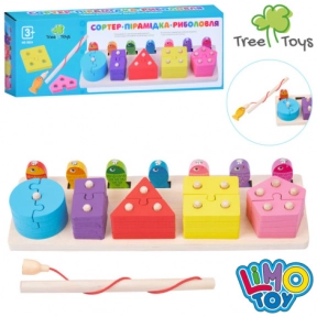 Дерев'яна іграшка Геометрика фігури-пазли, рибалка MD 0824
