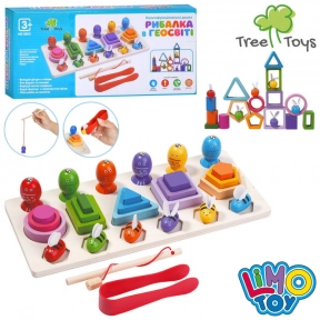 Деревянный сортер: геометрические фигуры, цветные пчелки, магнитная рыбалка MD 0853