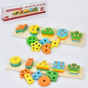 Дерев'яна іграшка геометрика MD 0872 20 дет., платформа, 2 види, кор., 36-9-5 см.