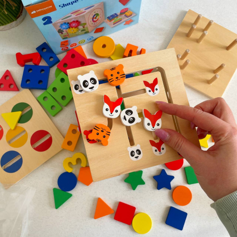 Дерев'яна розвиваючий куб - сортер з логічними завданнями MD 0891