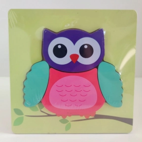 Объемный деревянный пазл, рамка - вкладыш Сова