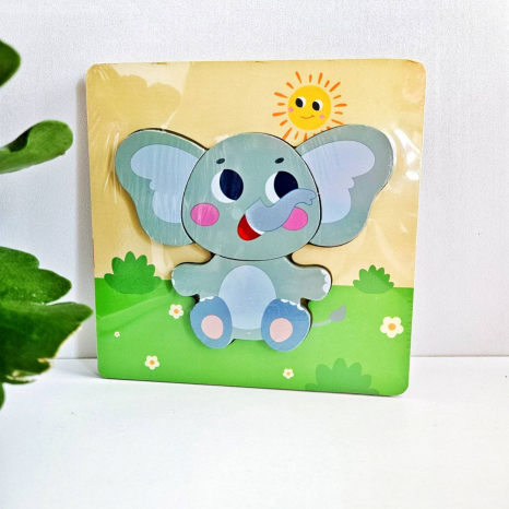 Об'ємний дерев'яний пазл, рамка - вкладка Слон