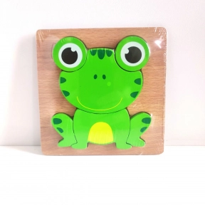 Объемный деревянный пазл, рамка-вкладыш Лягушка