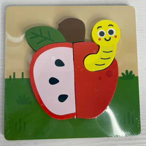 Обємний деревяний пазл, рамка - вкладка Яблуко