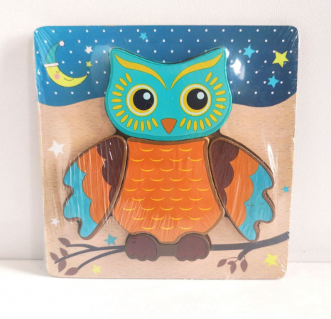 Объемный деревянный пазл, рамка-вкладыш Сова