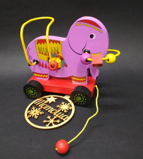 Дерев'яна іграшка Каталка – лабіринт Тварини Слон